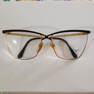 VINTAGE Valentino Black and Gold Women's Glasses